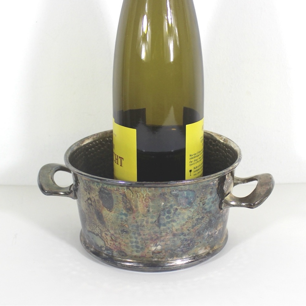 Vintage Hammered Silver Plated Ice Bucket, Champagne Pail, Wine Cooler, Planter